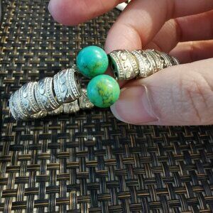 Vintage-Inspired Tibetan Silver & Turquoise Beaded Energy Bracelet